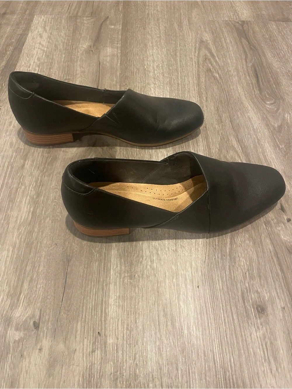 Clarks Black Leather Slip-On Loafers